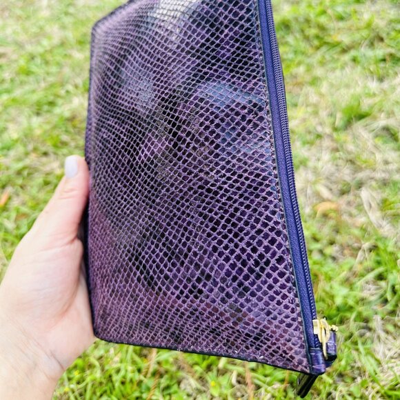 Coach F67523 purple snakeskin embossed tech pouch NWT MSRP $138 - Picture 5 of 12